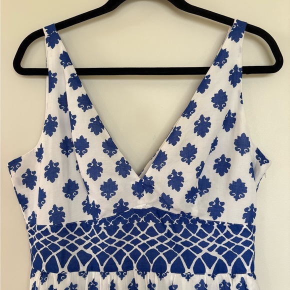 J. Crew Santorini Maxi Dress Printed Blue White Size 12 - Picture 5 of 10